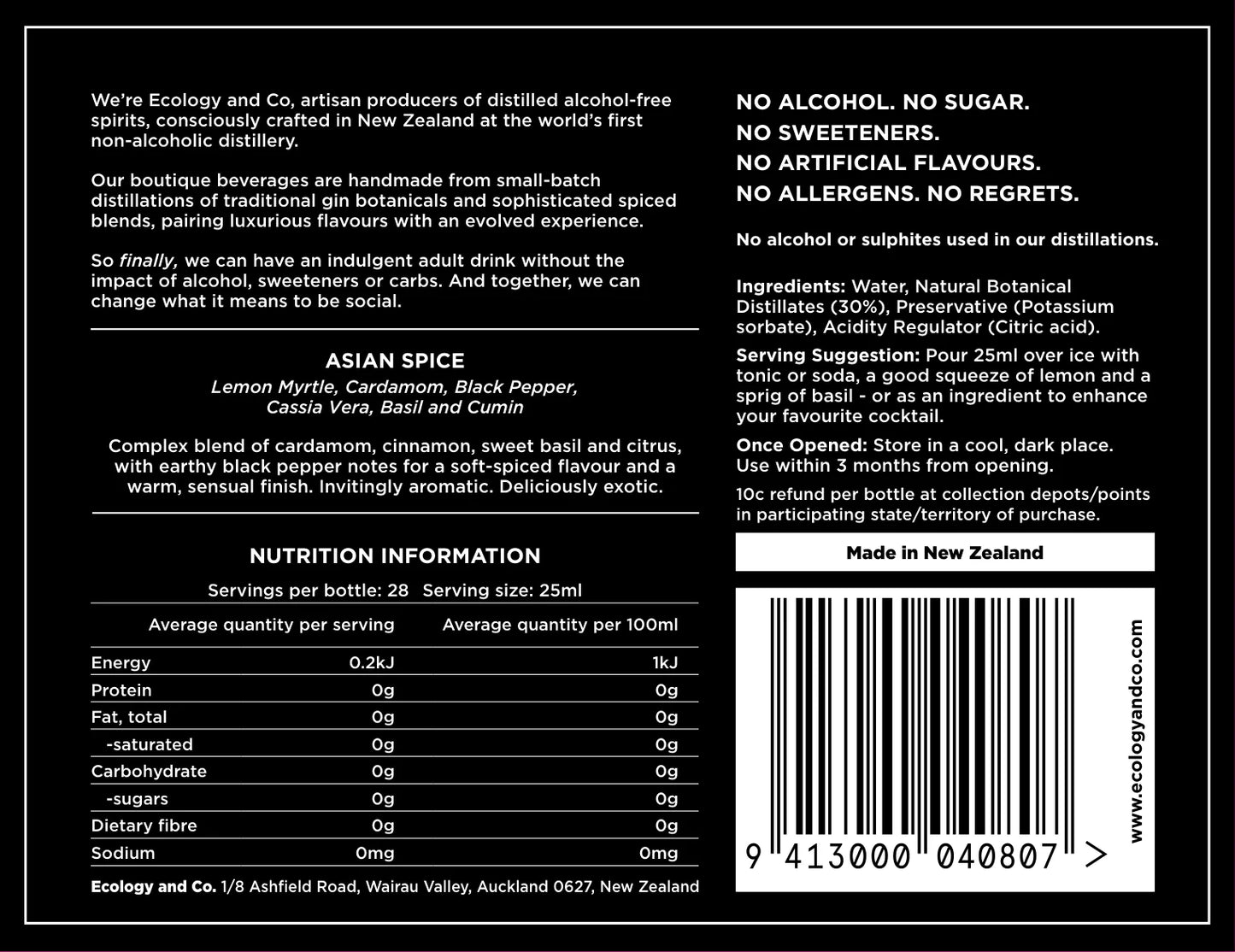 Ecology + Co - LONDON DRY- Alcohol Free Distilled Spirit (Copy)