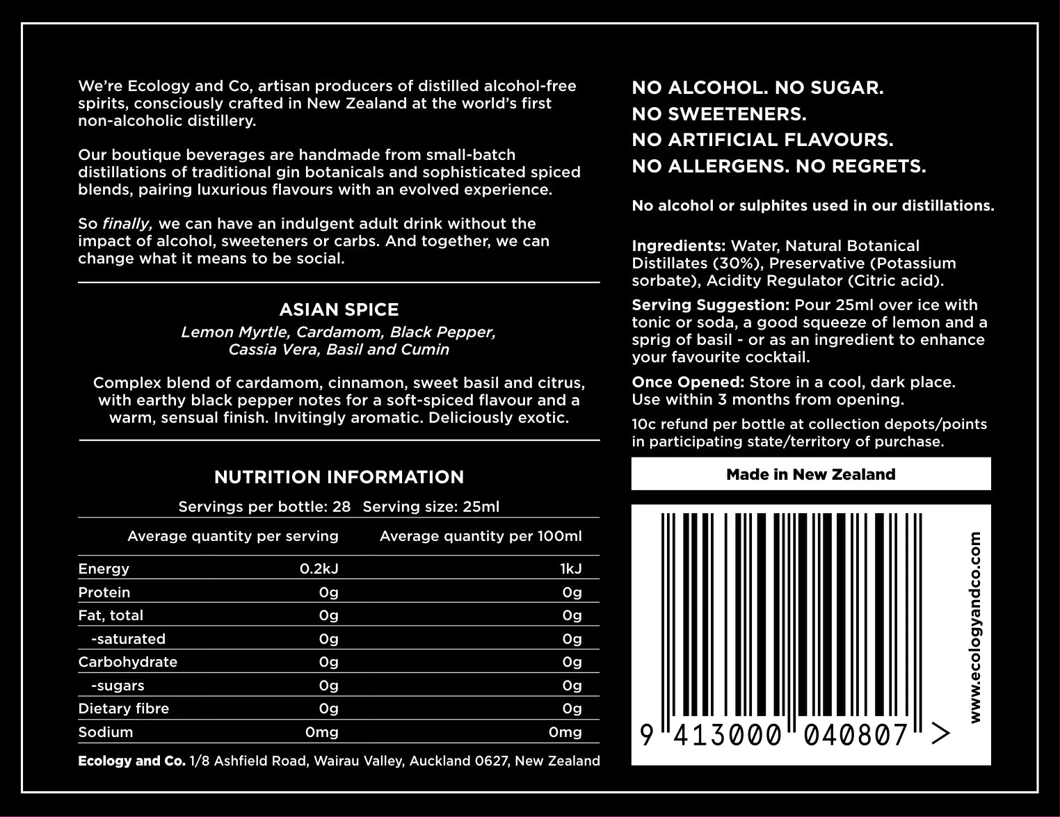 Ecology + Co - LONDON DRY- Alcohol Free Distilled Spirit (Copy)