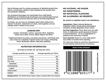 Ecology + Co - LONDON DRY- Alcohol Free Distilled Spirit
